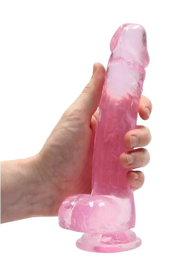 Female Sex Toys Real Rock Realrock Crystal Clear Dildo with Balls