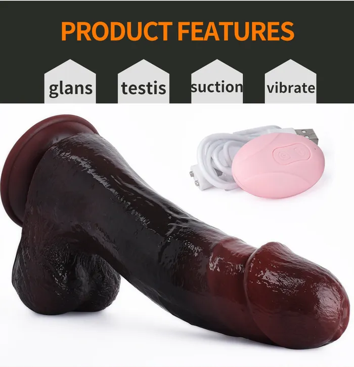 Ebony Thrusting Dildo Vibrating Butt Plug Remote Control Realistic Anal Dildos Womoen Sex Toy Domlust Anal