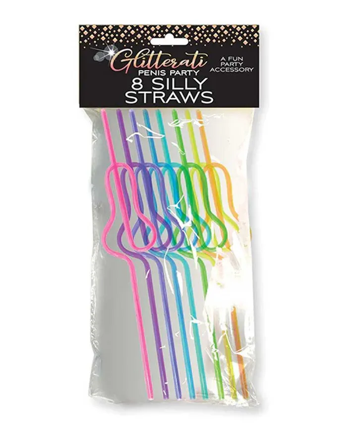 Glitterati Silly Penis Straws 8 Ct 2024 Holiday Sale Male Sex Toys