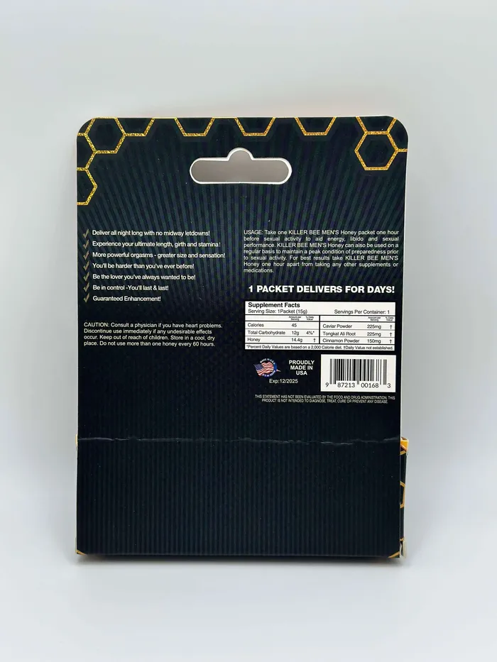 Pro West Distribution Killer Bee Honey Male Enhancer 24 Ct Display Male Sex Toys