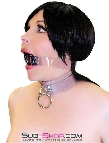Anal Autumn 1495ASIS Pretty Forced Feminization Sissy Wench Clearly Wide Open Luxe Clear PVC Wide Strap Plastic Ring Gag