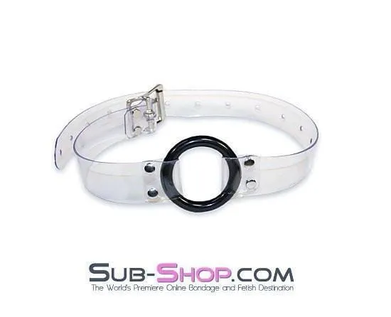 Anal Autumn 1495ASIS Pretty Forced Feminization Sissy Wench Clearly Wide Open Luxe Clear PVC Wide Strap Plastic Ring Gag