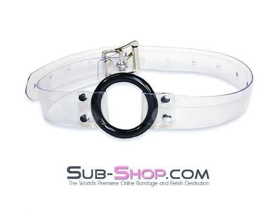 Anal Autumn 1495ASIS Pretty Forced Feminization Sissy Wench Clearly Wide Open Luxe Clear PVC Wide Strap Plastic Ring Gag