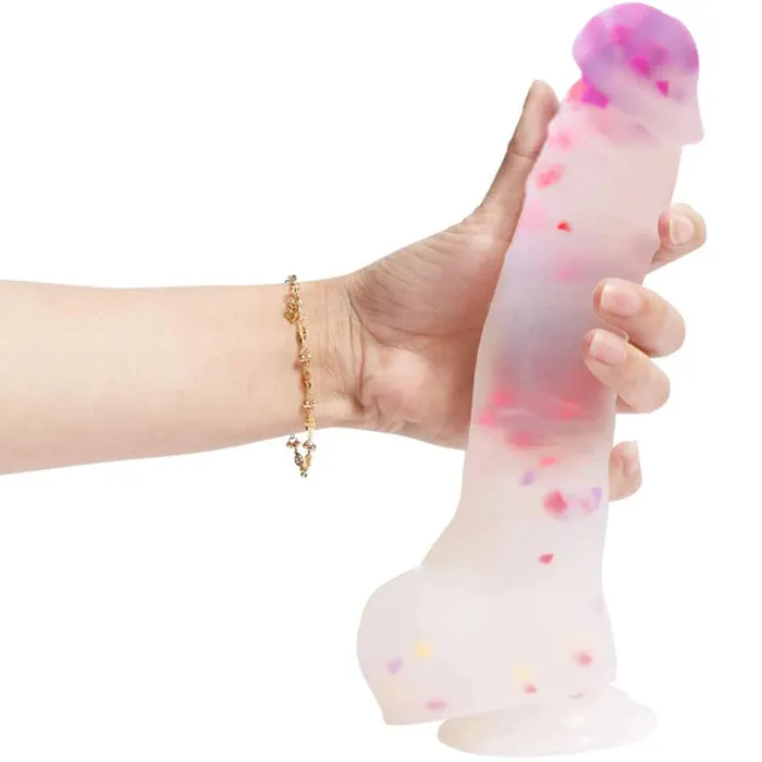 Dildos STS Confetti Dildo Clear Silicone Sex Toy