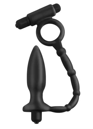 Male Sex Toys Ultimate Pleasure AssKicker Vibrating Anal Plug with Cockring Pipedream